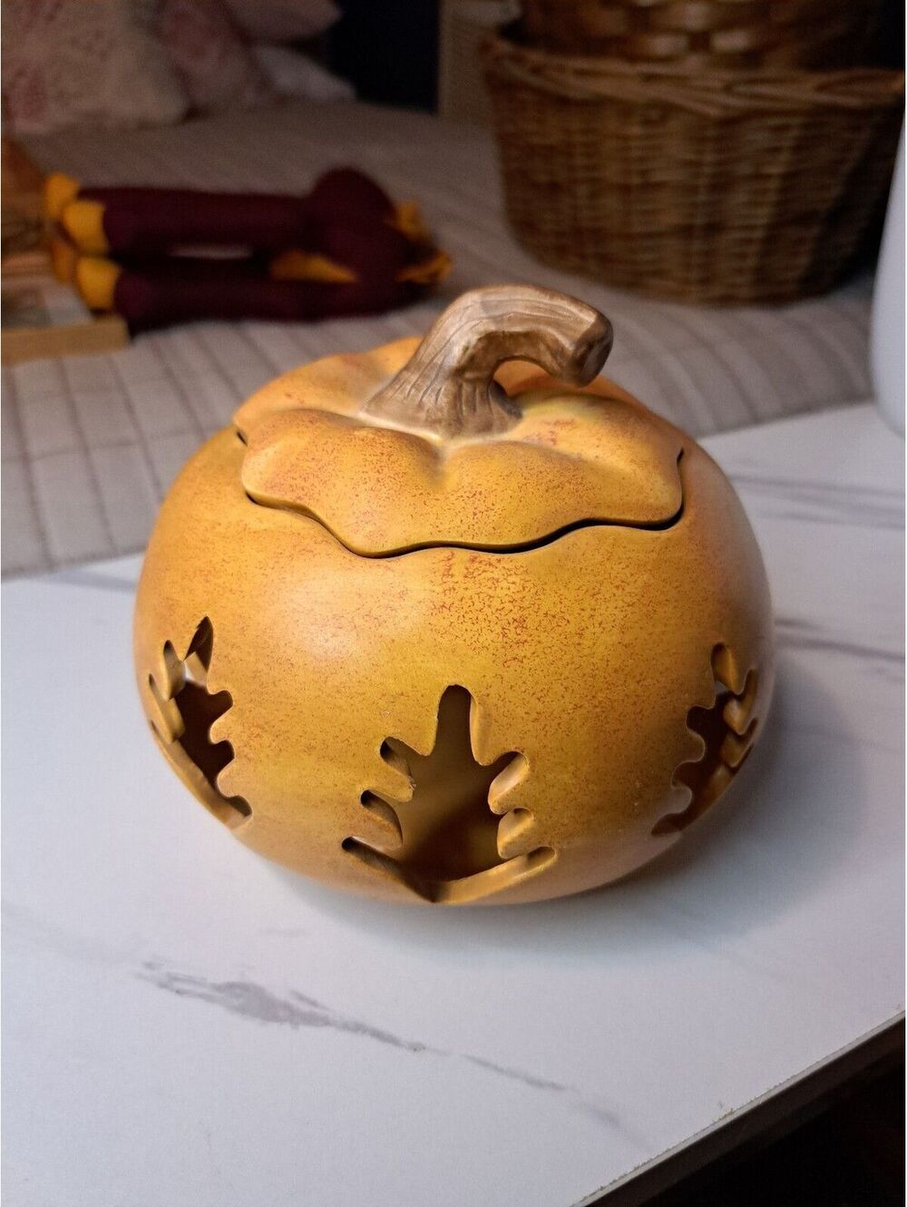 Vintage Foreside Home and Garden Ceramic Pumpkin Luminary Candle Holder